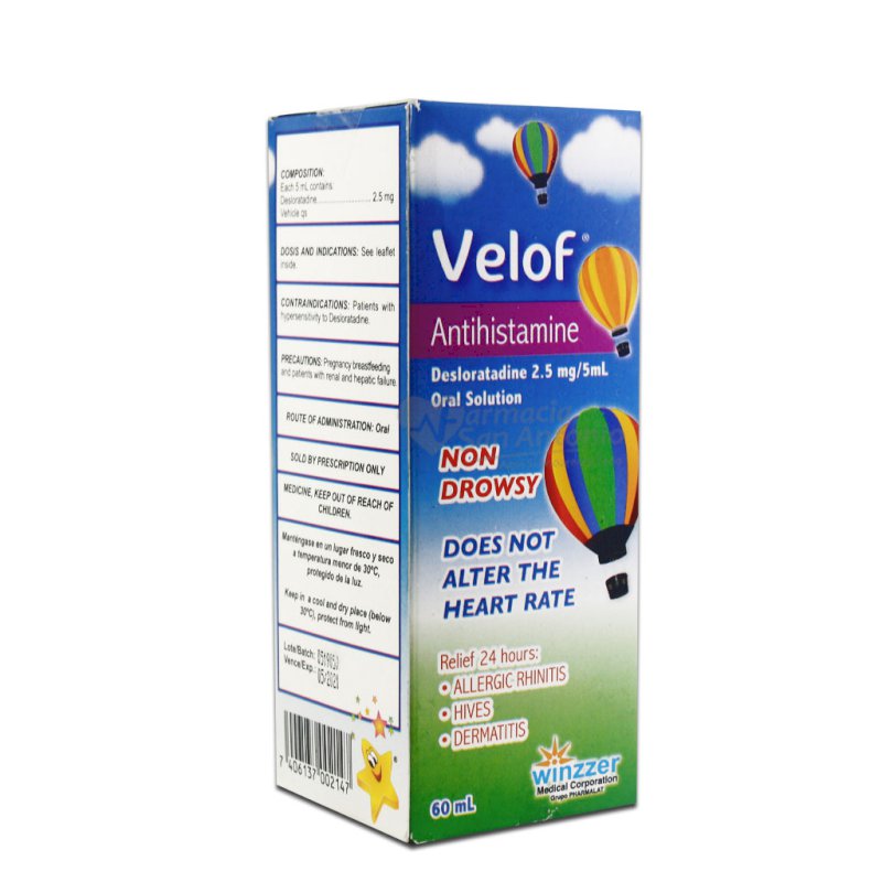 VELOF 2.5MG/5ML SOL. ORAL FCO. X 60ML