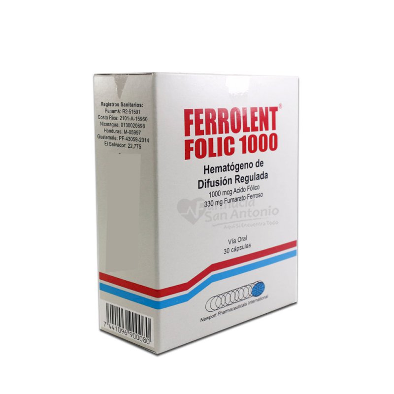 FERROLENT FOLIC 1000 X 30 CAP