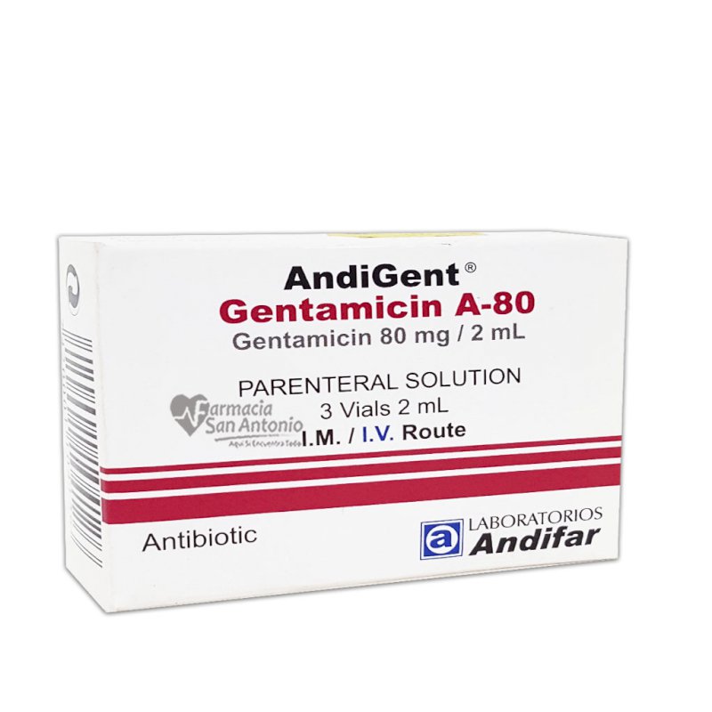 UNIDAD ANDIFAR GENTAMICINA 80MG AMP