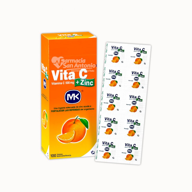 UNIDAD MK VITA C+ZINC 500MG NARANJA TABS MAST*