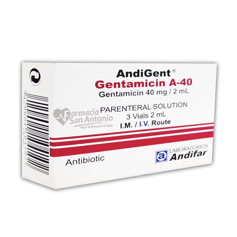 UNIDAD ANDIFAR GENTAMICINA 40MG AMP