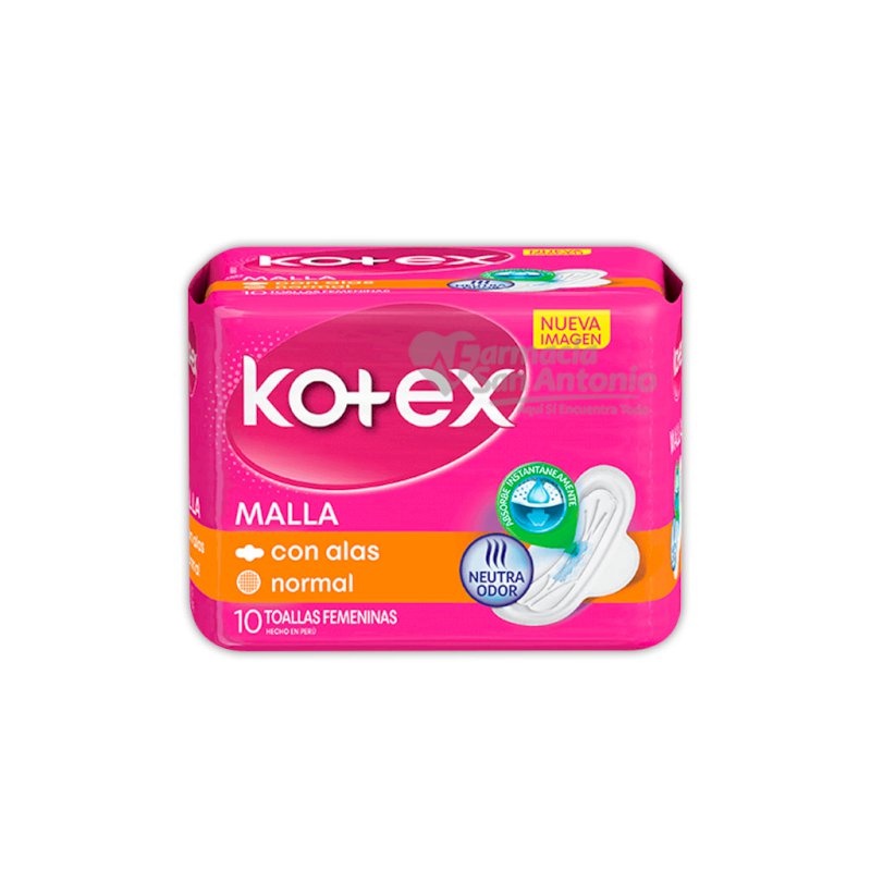 UNIDAD KOTEX NORMAL C/A ALAS MALLA 10