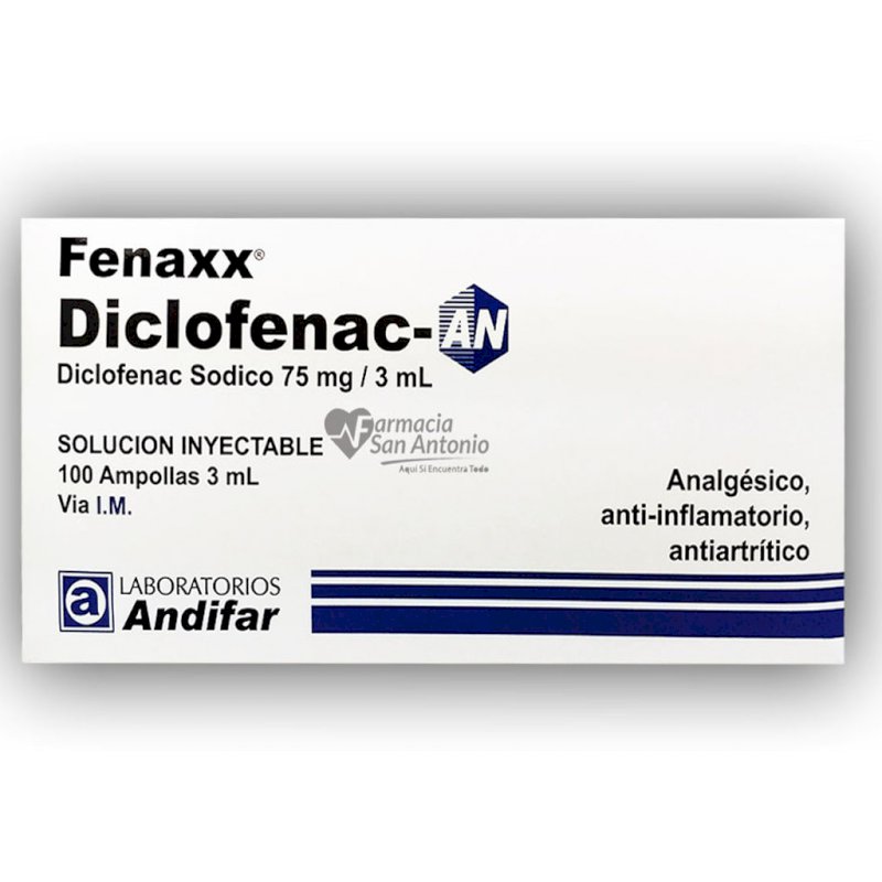 UNIDAD ANDIFAR DICLOFENACO 2ML AMPOLLAS