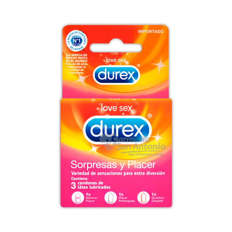 DUREX SORPRESA Y PLACER X 3 UND