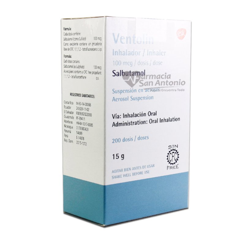 VENTOLIN INHALADOR 3/CFC 200 DOSIS