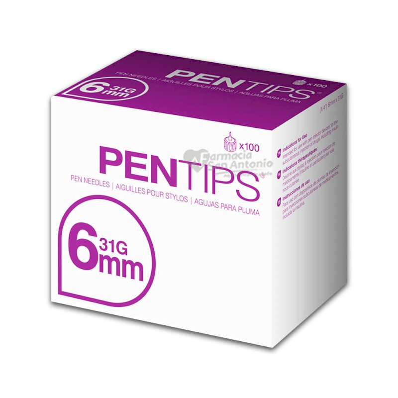 PENTIPS PIC INSULINE PEN NEEDLES 31G X 100